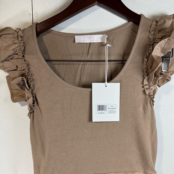 Rachel Parcell Women  Ruffle Tank Dress Warm Taupe Size 6 - Picture 5 of 11